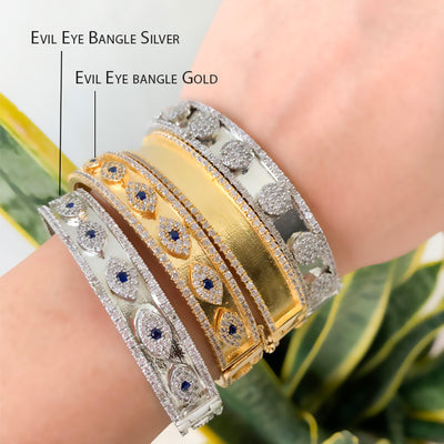 Evil Eye Studded Bangle Bracelet