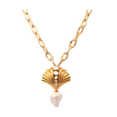 Yellow Gold Roma Seashell with Pearls