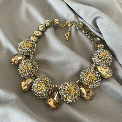 Lola Crystal Crochet in Silver Necklace
