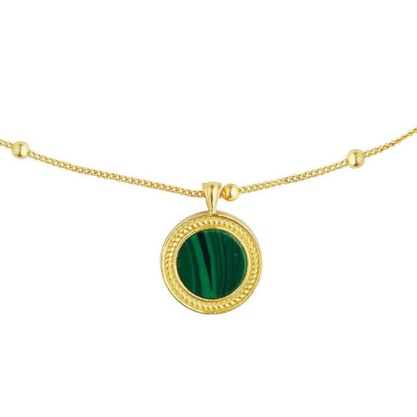 Healing Touch Pendant Necklace with Malachite- Abundance