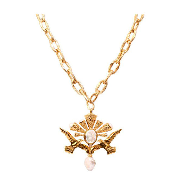 Yellow Gold Liberty Bird with Pearls