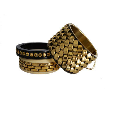 Interchain Stackable Bangles in Gold